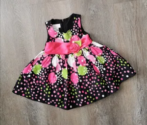 BABY GIRL SIZE 3/6 MONTHS - BONNIE BABY, Beautiful Floral Party Dress EUC B38