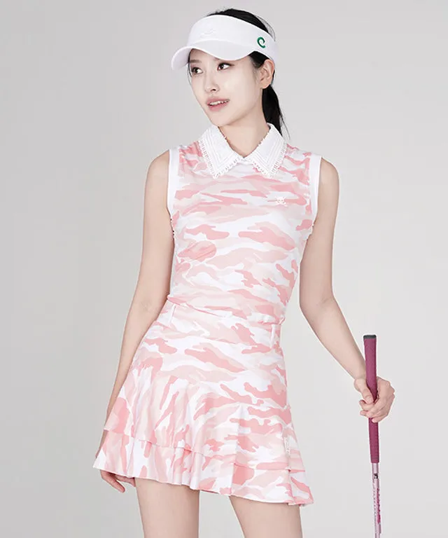 CHUCUCHU  Camo Double Skirt - Peach