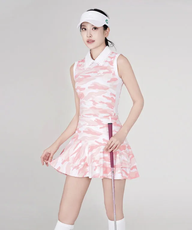 CHUCUCHU  Camo Double Skirt - Peach