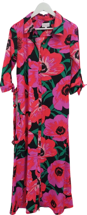 Dancing Leopard Dove Dress With Pink Floral On Black UK 6