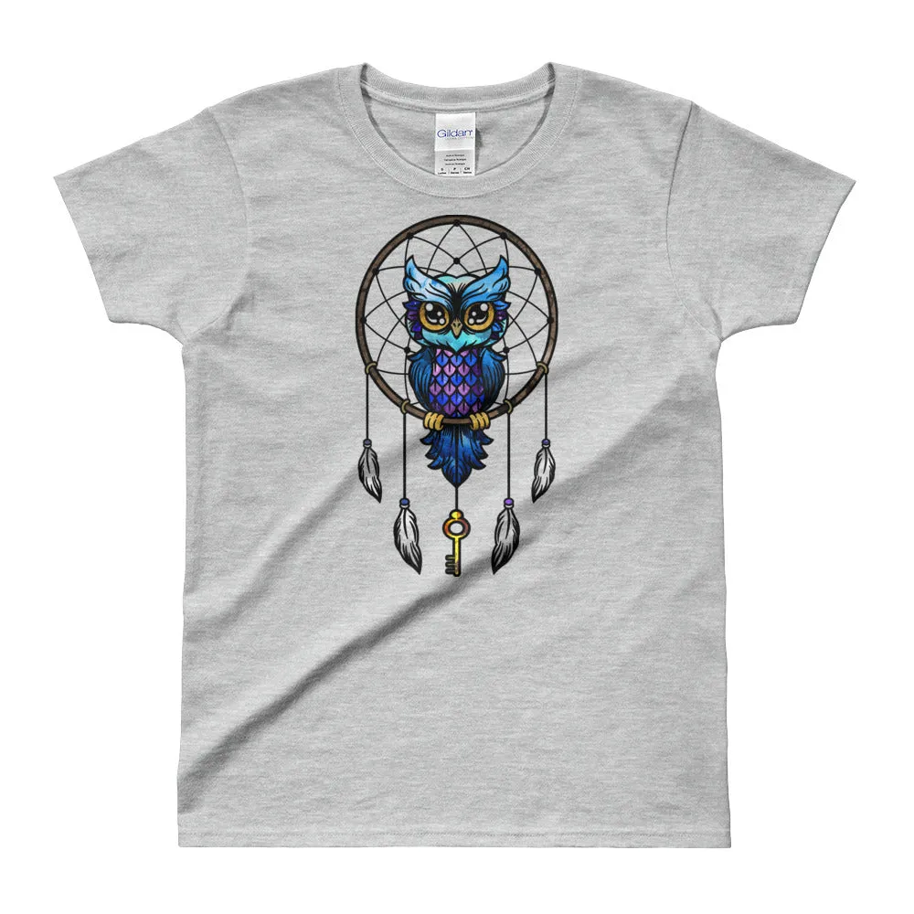 Dream Catcher T Shirt Grey Dream Catcher Owl T Shirts for Women