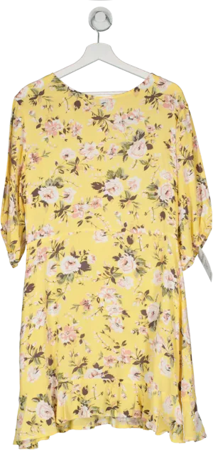 Faithful The Brand Jeanette Dress Pomeline Floral Jasmin Yellow UK L