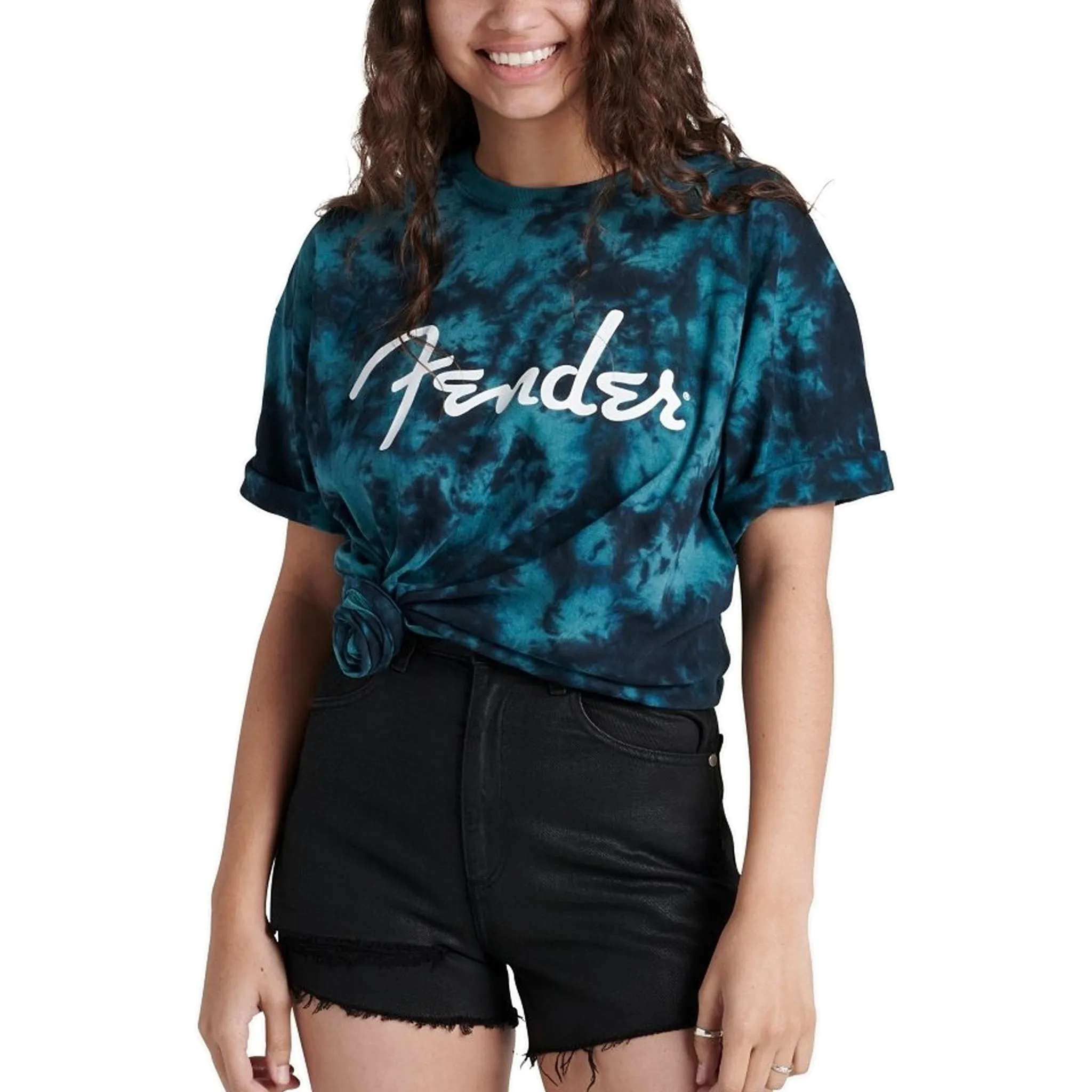 Fender Spaghetti Logo Tie-Dye T-Shirt, Blue