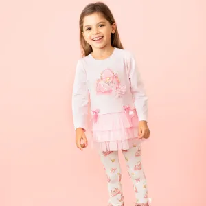 Girls Pink Ruffle Legging Set
