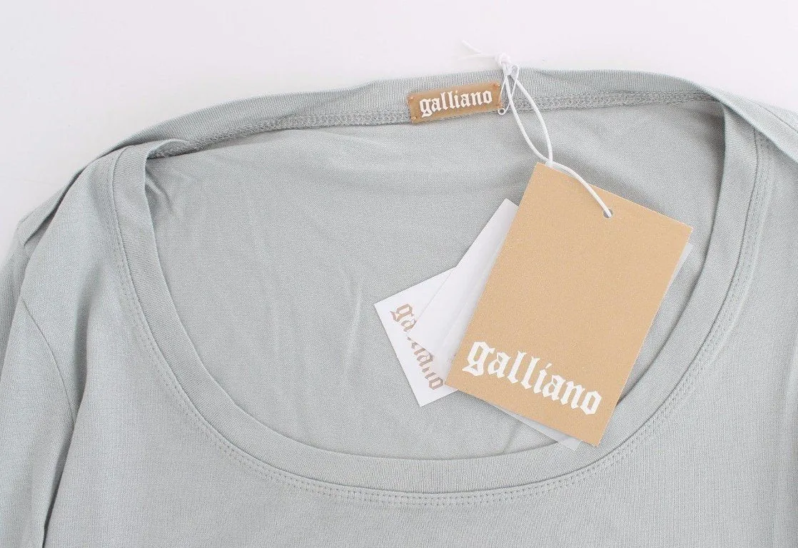 Gray jersey print top blouse