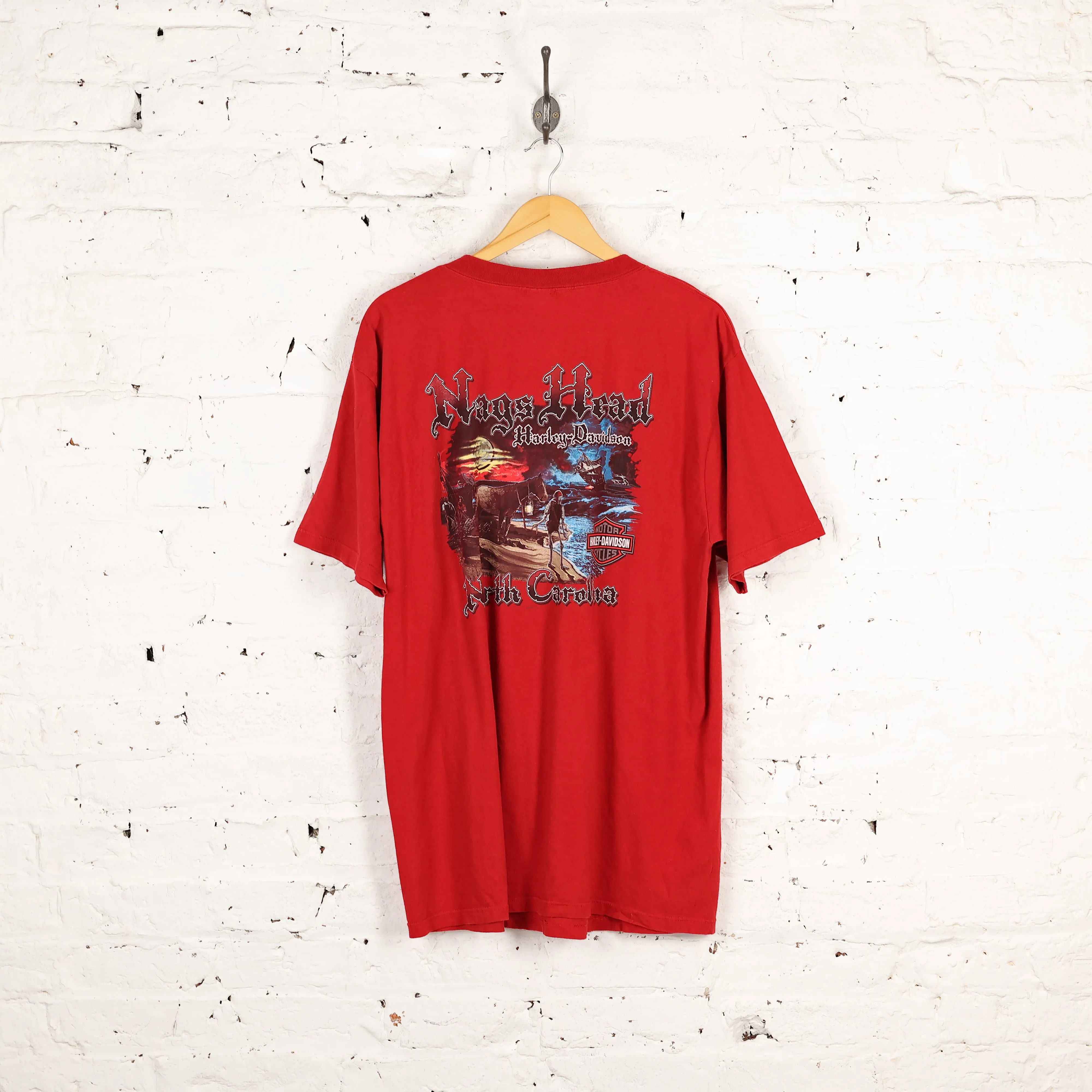 Harley Davidson Nags Head North Carolina Dealership T Shirt - Red - XL
