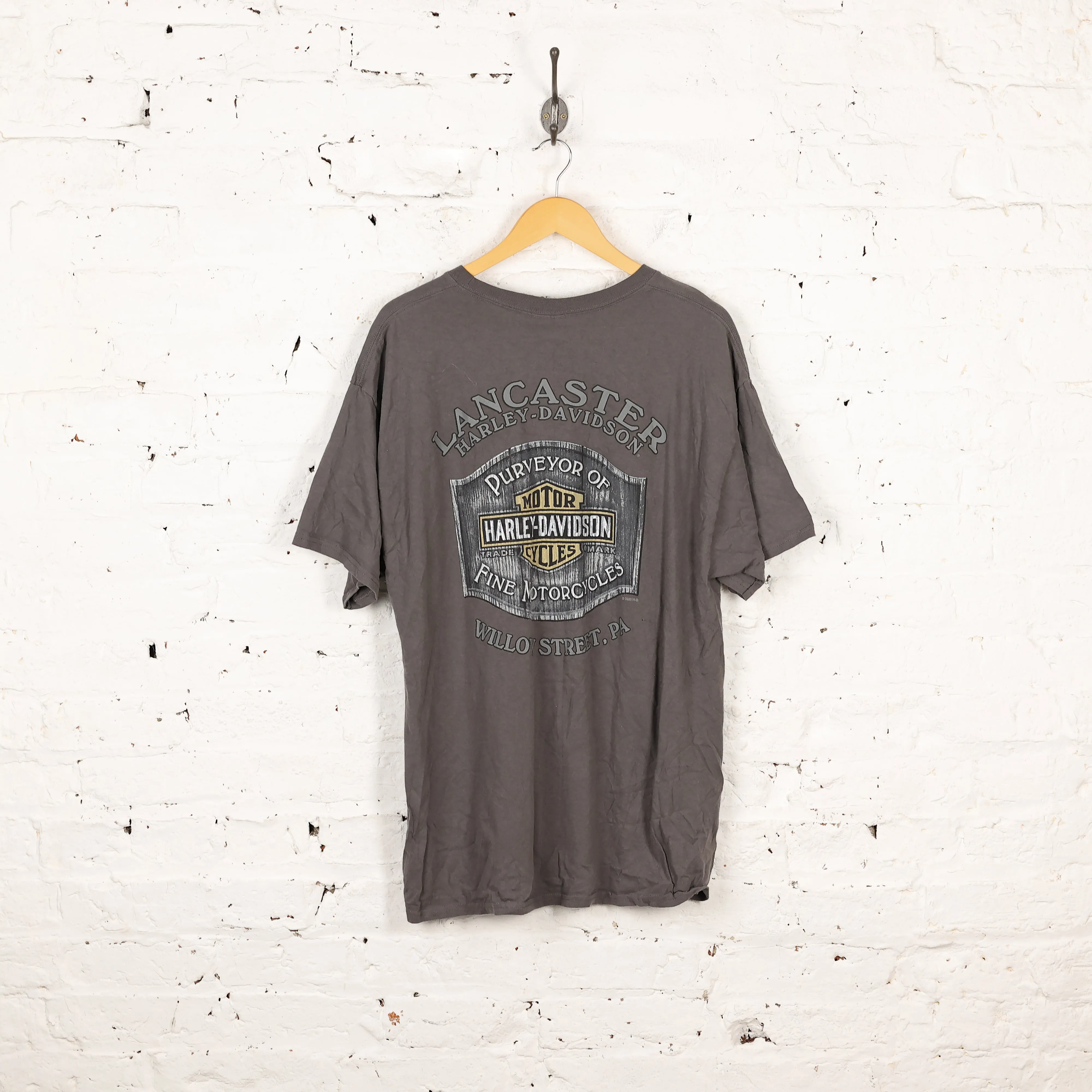 Harley Davidson Skull Lancaster Dealership T Shirt - Grey - XL