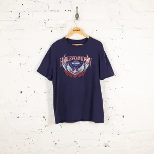 Harley Davidson Stafford Texas Dealership T Shirt - Blue - XL