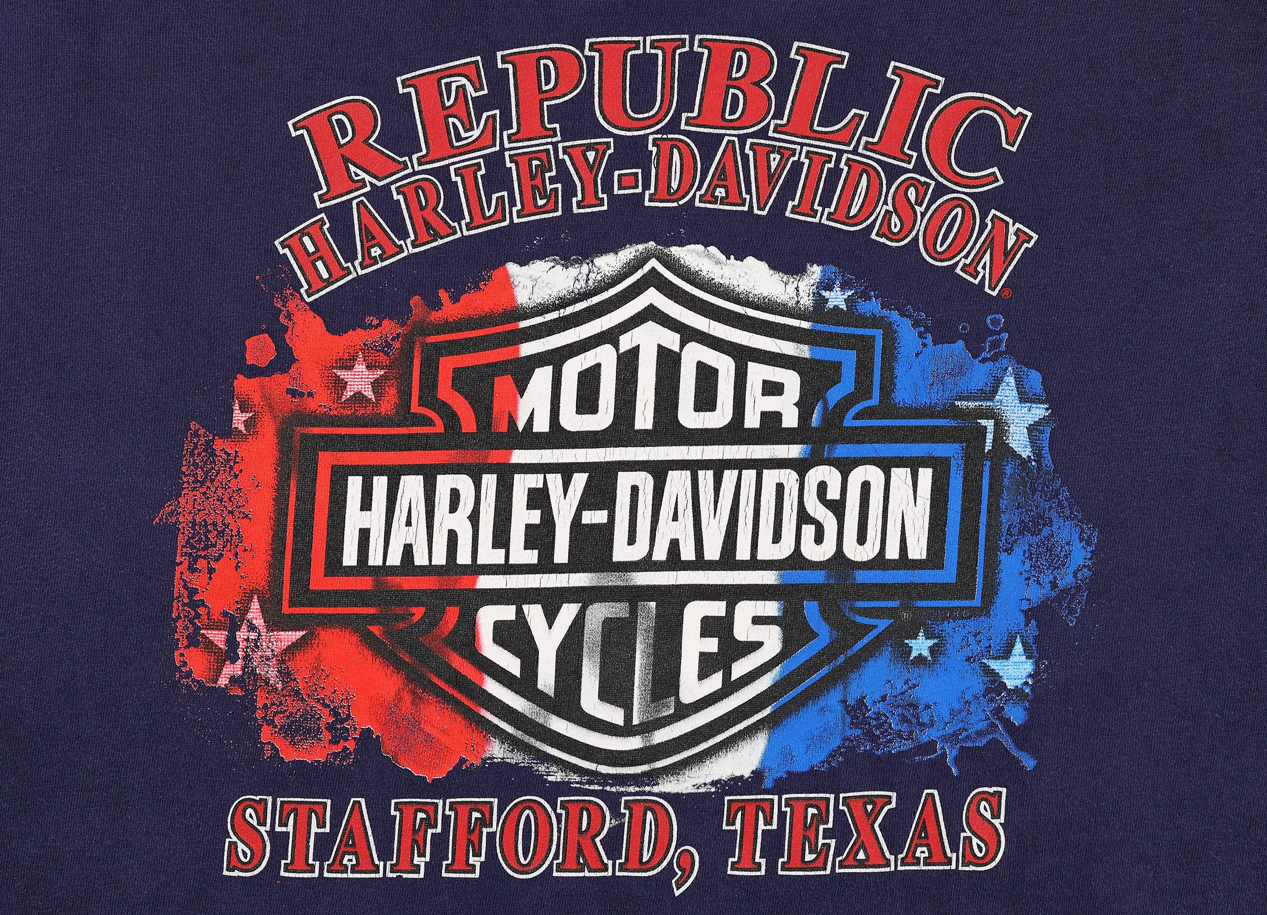 Harley Davidson Stafford Texas Dealership T Shirt - Blue - XL