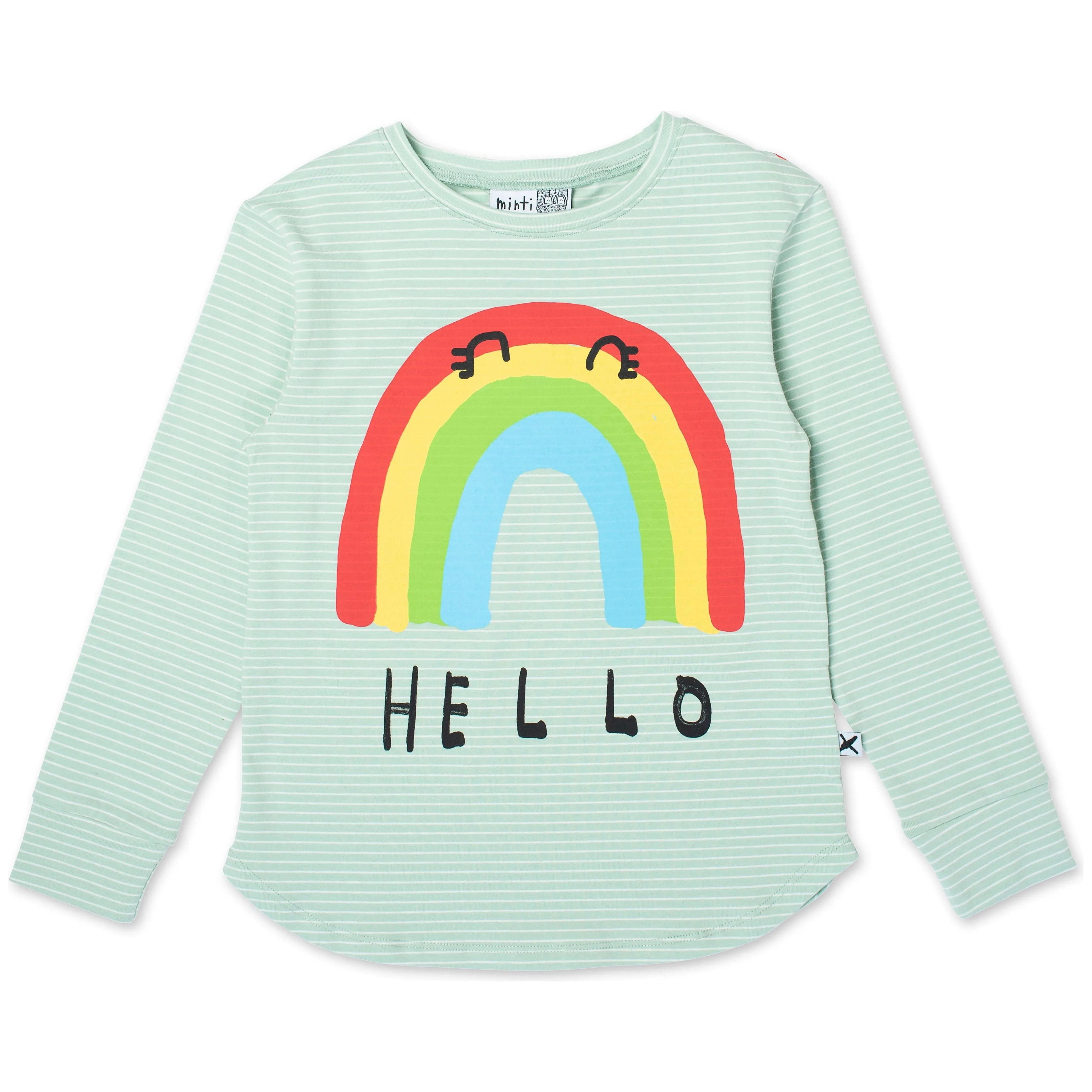 Hello Bye Rainbow Tee - Mint Stripe
