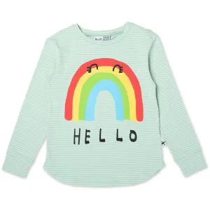 Hello Bye Rainbow Tee - Mint Stripe