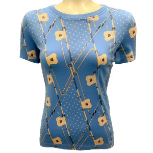 Hermes Blue Clic Clac a Pois Losanges Micro T-Shirt