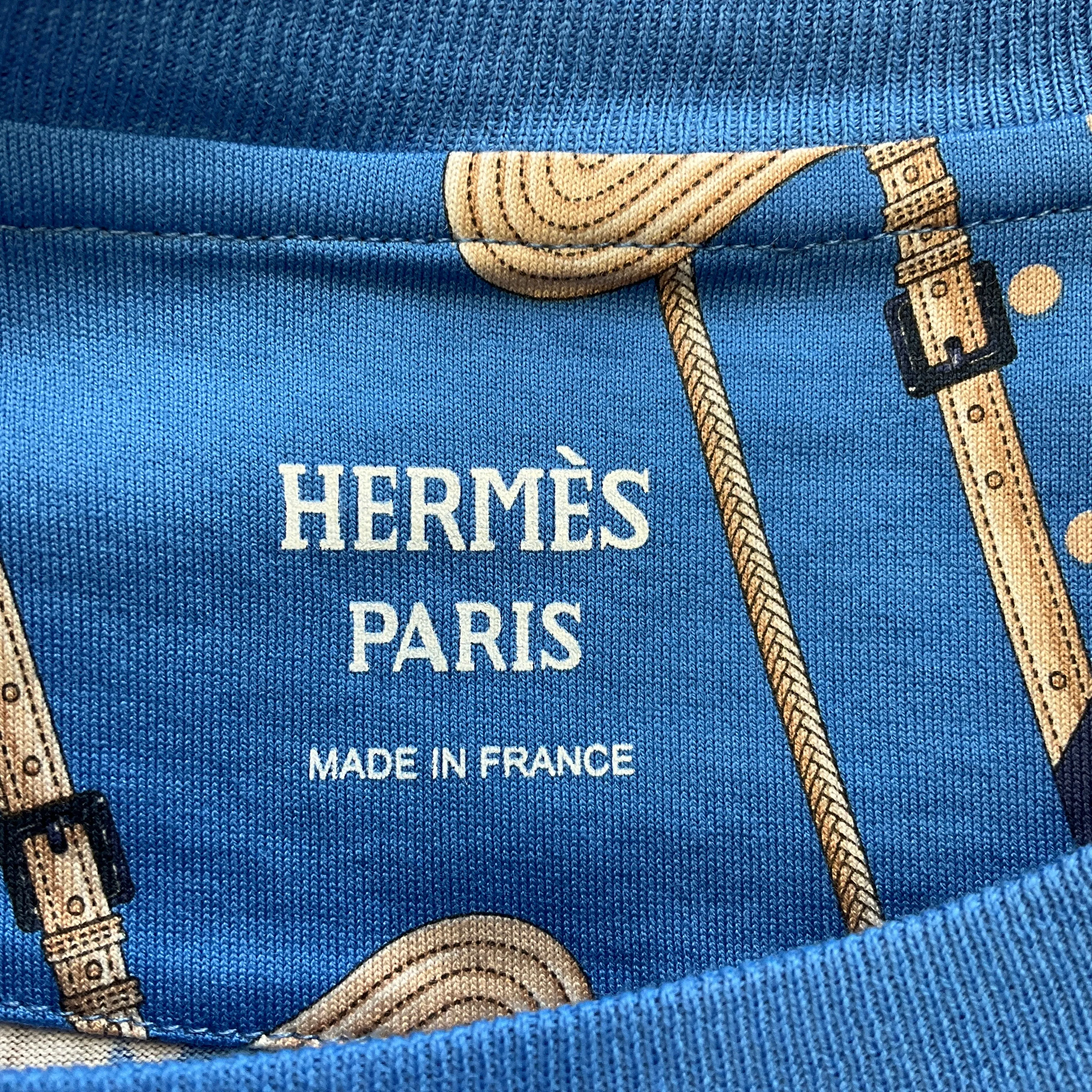 Hermes Blue Clic Clac a Pois Losanges Micro T-Shirt