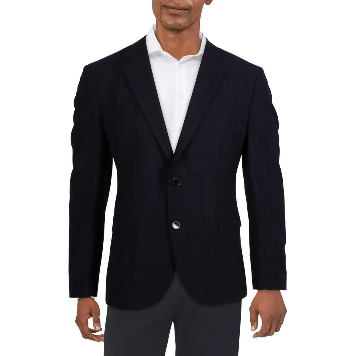 Hugo Mens Wool Blend Plaid Two-Button Blazer