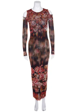 Jean Paul Gaultier Multicolor Floral Printed Cold Shoulder Dress SZ M
