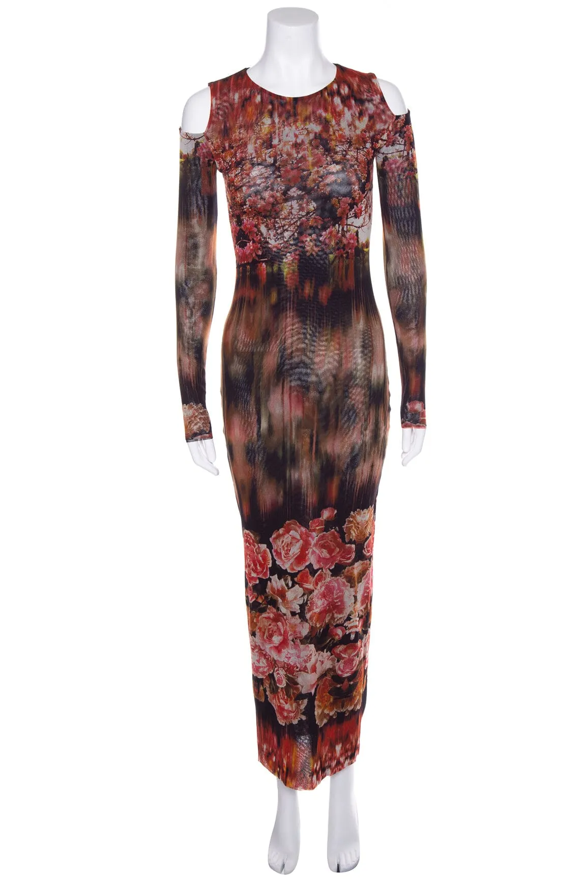 Jean Paul Gaultier Multicolor Floral Printed Cold Shoulder Dress SZ M