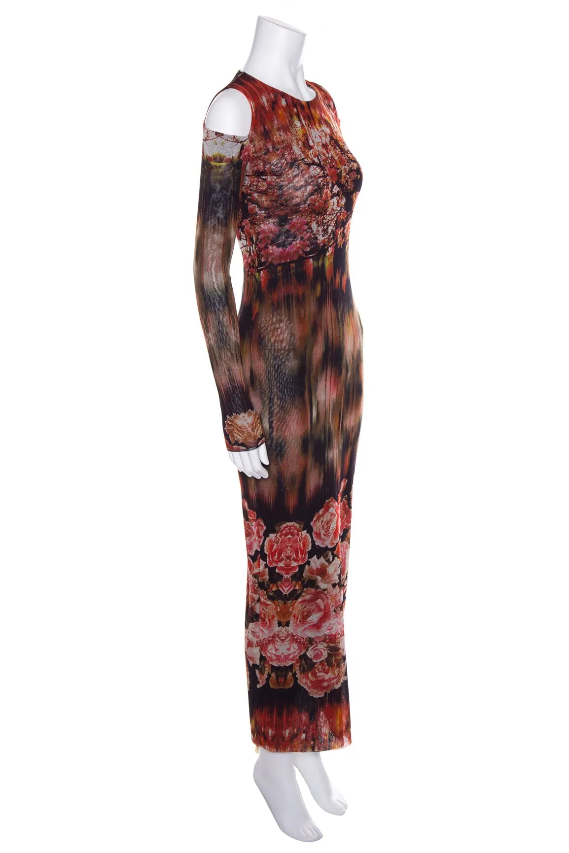 Jean Paul Gaultier Multicolor Floral Printed Cold Shoulder Dress SZ M