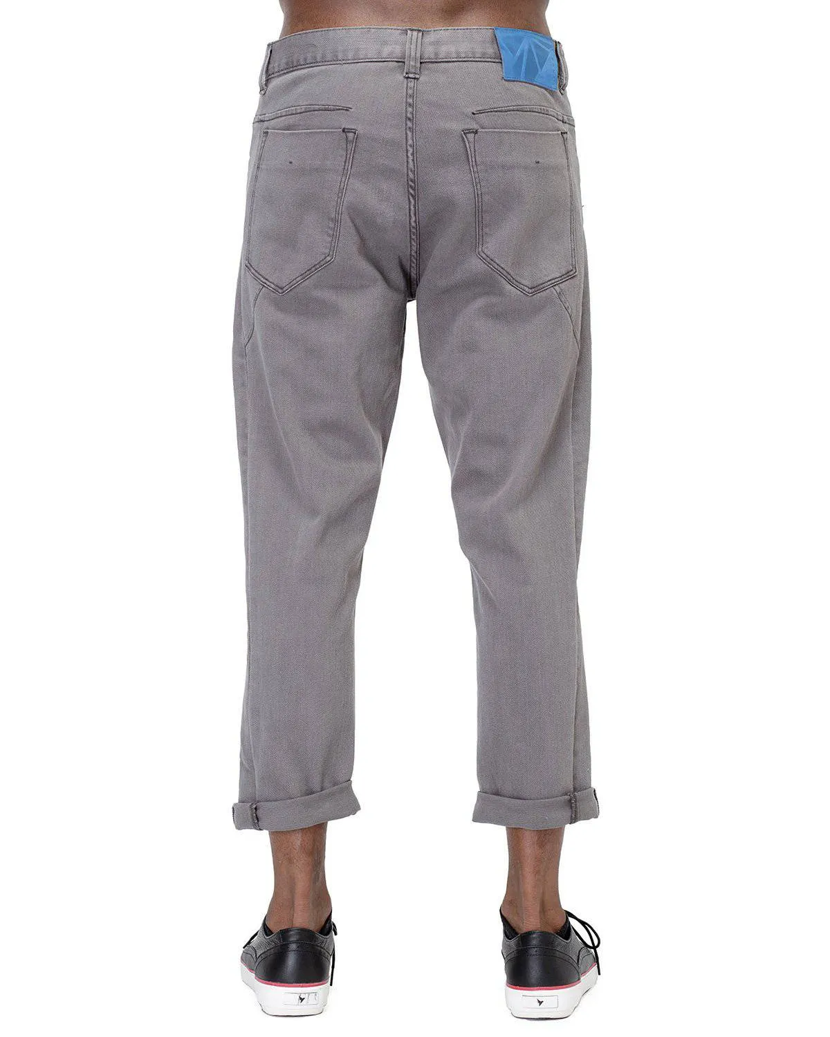 Konus Men's Cropped Twill Pant With Dart Detail in Gray by Shop at Konus