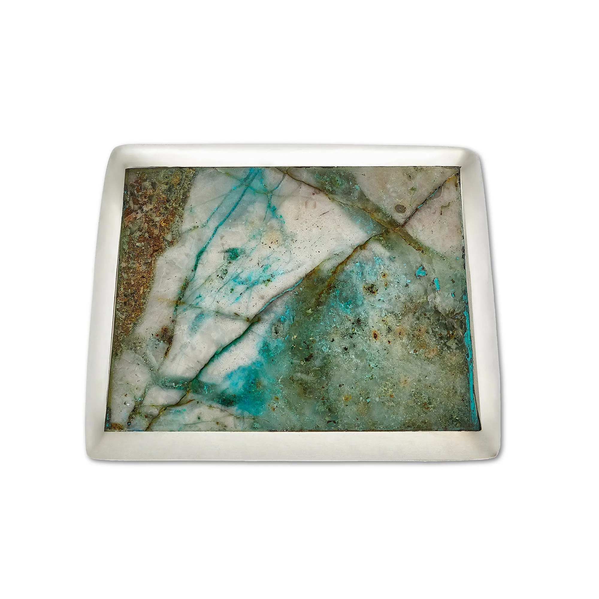Large Azurite Malachite Lapidary Inlay Belt Buckle