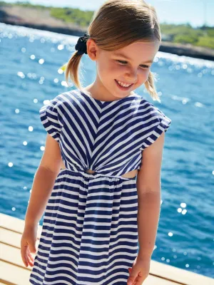 Mayoral Junior Girl Navy & White Stripe Dress