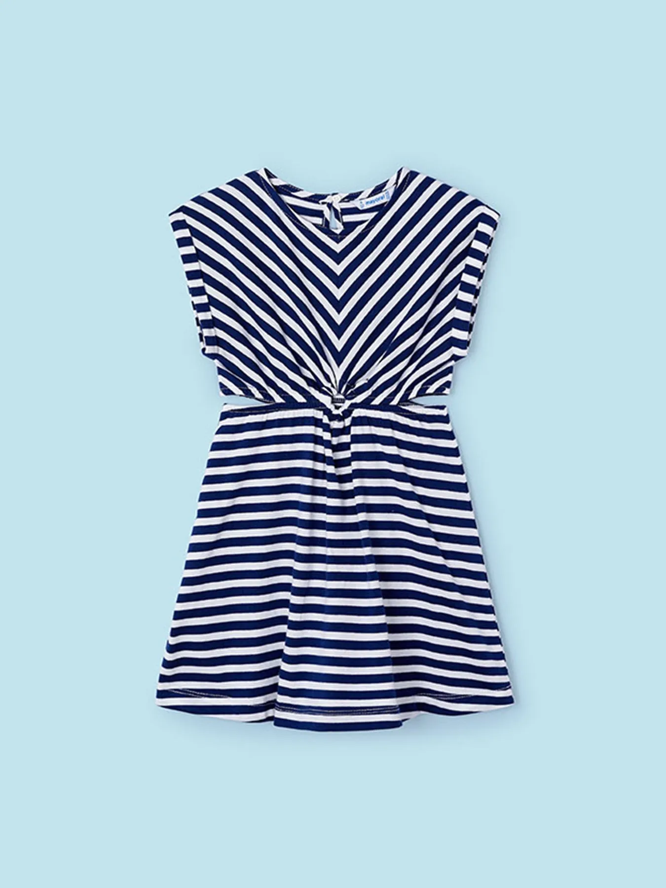 Mayoral Junior Girl Navy & White Stripe Dress