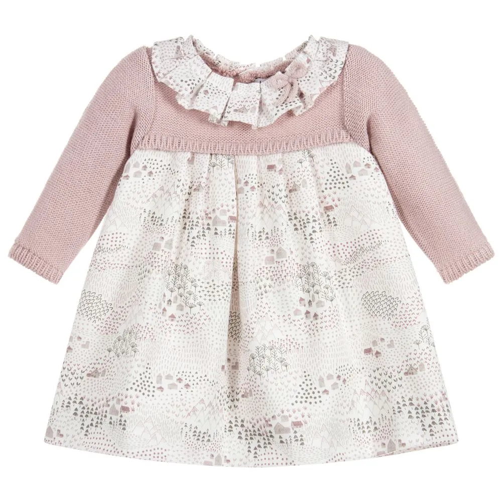 Mebi Pink Floral & Knit Dress