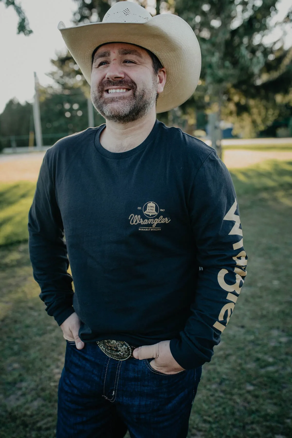 Men's Wrangler Black 'Long Live Cowboys' Bronc Rider T-shirt (XL Only)