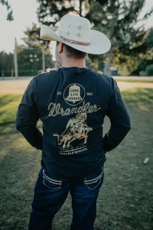 Men's Wrangler Black 'Long Live Cowboys' Bronc Rider T-shirt (XL Only)