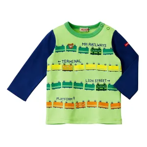 MIKI HOUSE Trains Long Sleeve Shirt