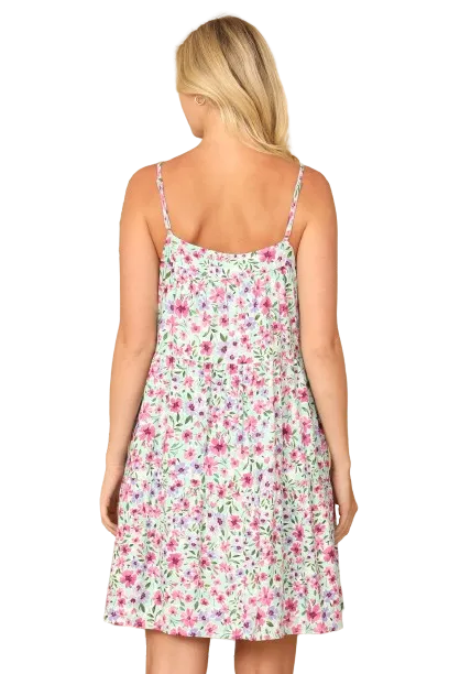 Mint Fuchsia Floral Spaghetti Dress -  Pack of 6