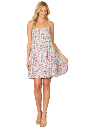 Mint Fuchsia Floral Spaghetti Dress -  Pack of 6