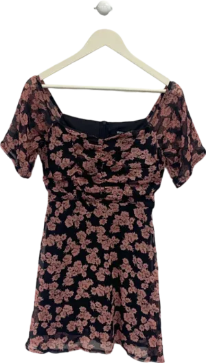 Missguided Black Pink Floral dress Size UK 4