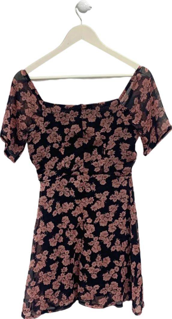 Missguided Black Pink Floral dress Size UK 4
