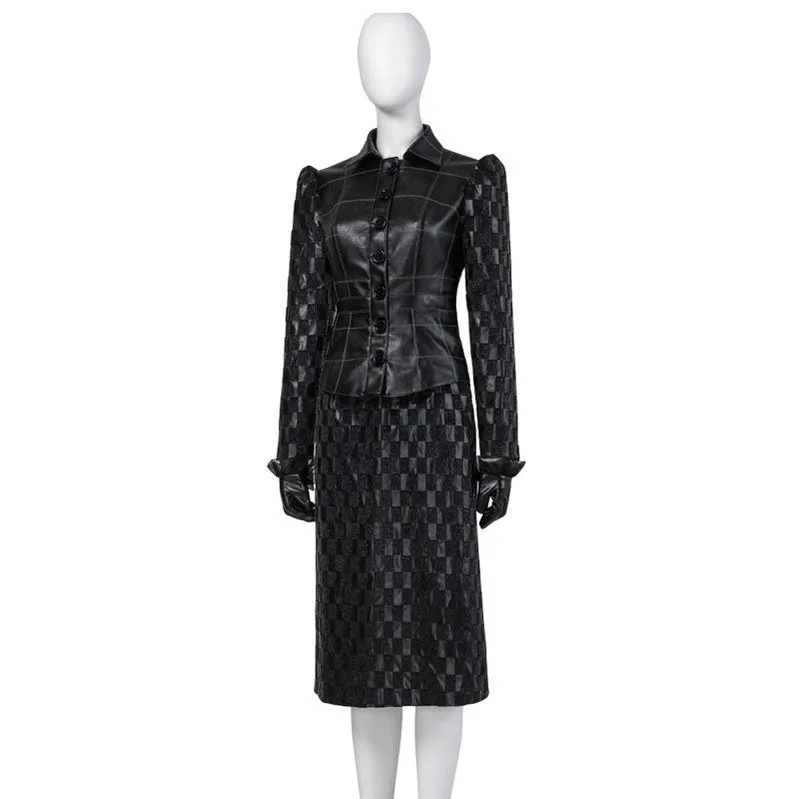 Movie Cruella de Vil Leather Fullsuit Halloween Cosplay Costumes