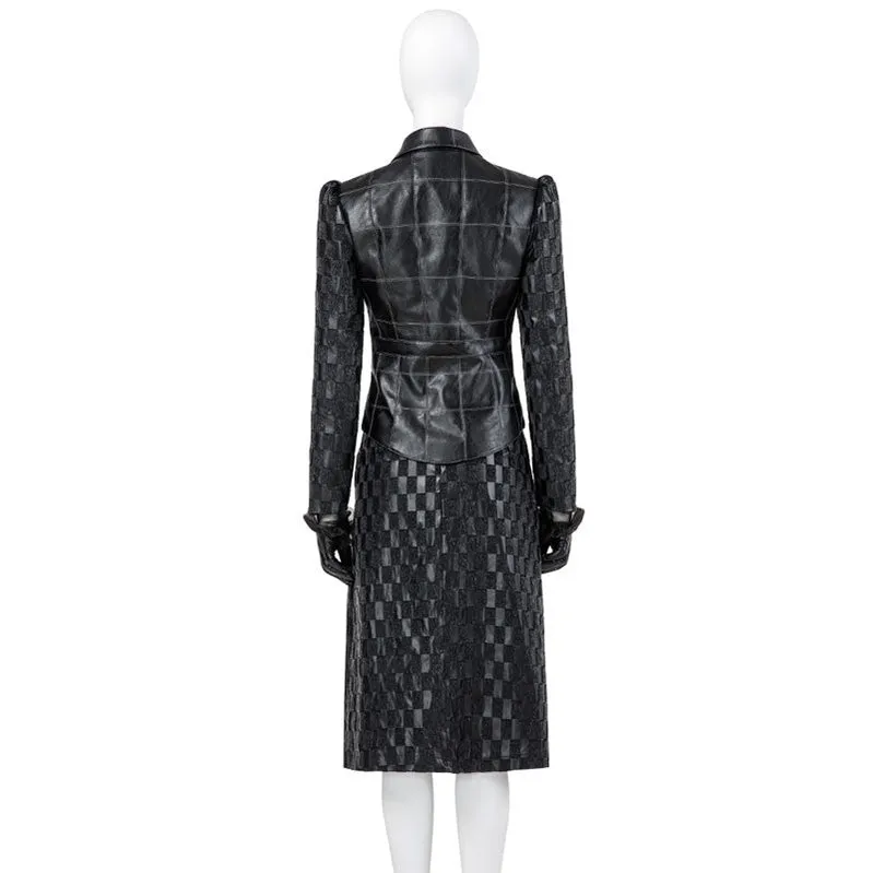 Movie Cruella de Vil Leather Fullsuit Halloween Cosplay Costumes
