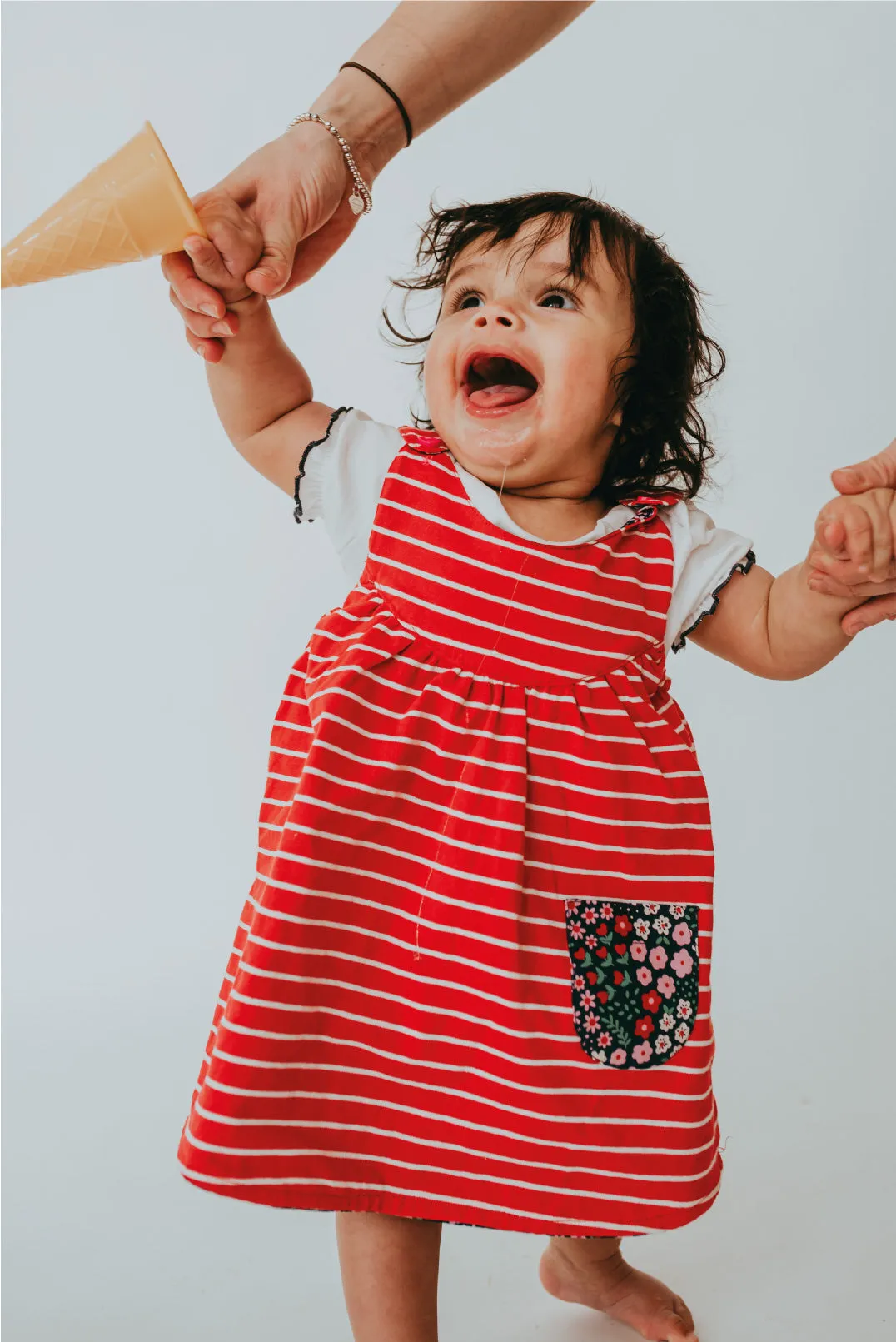 Multicoloured Stripe And Floral Print Dress And Top Set