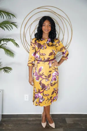 Mustard floral dress