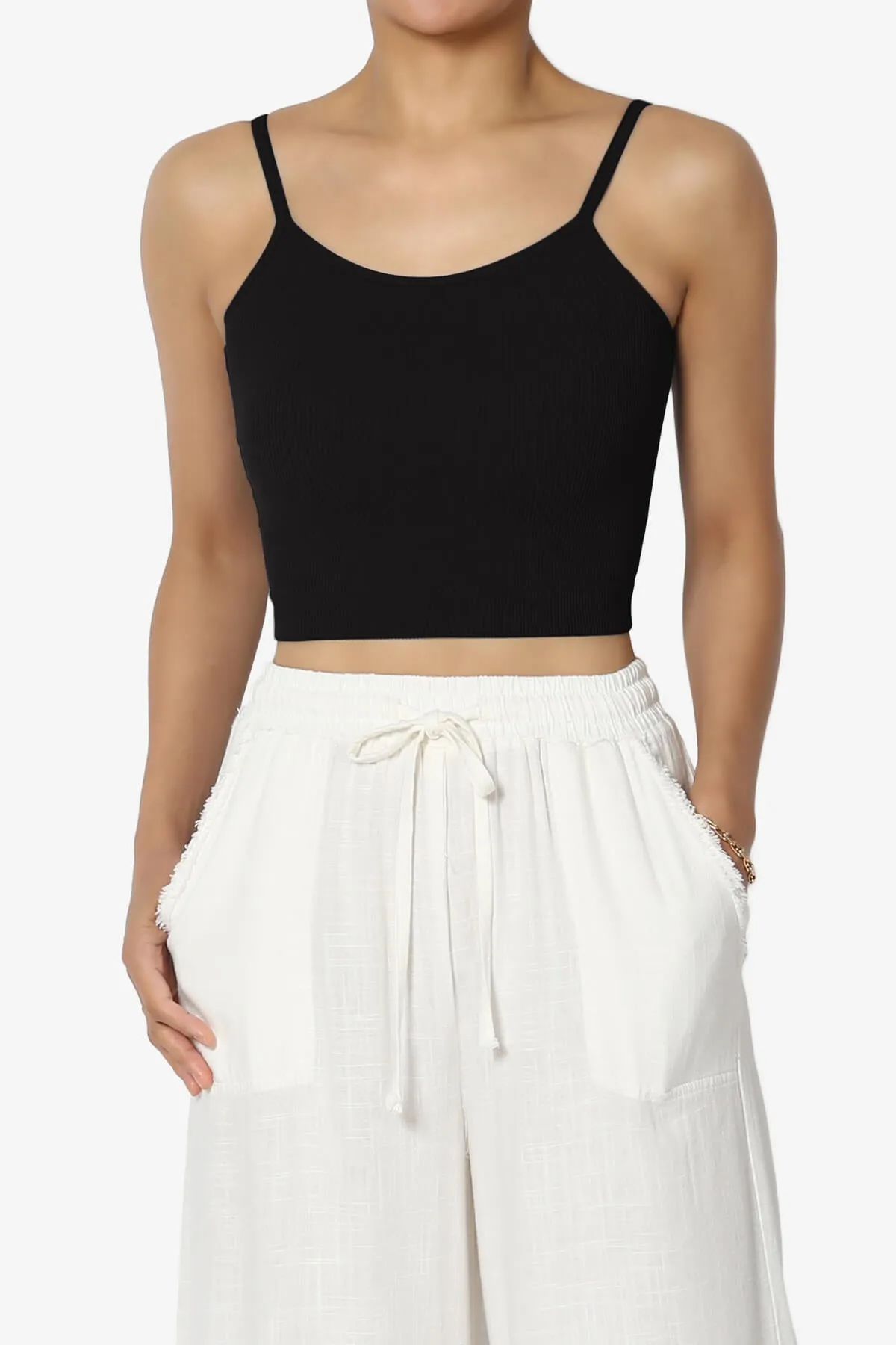 Nadeen Padded Ribbed Cropped Cami
