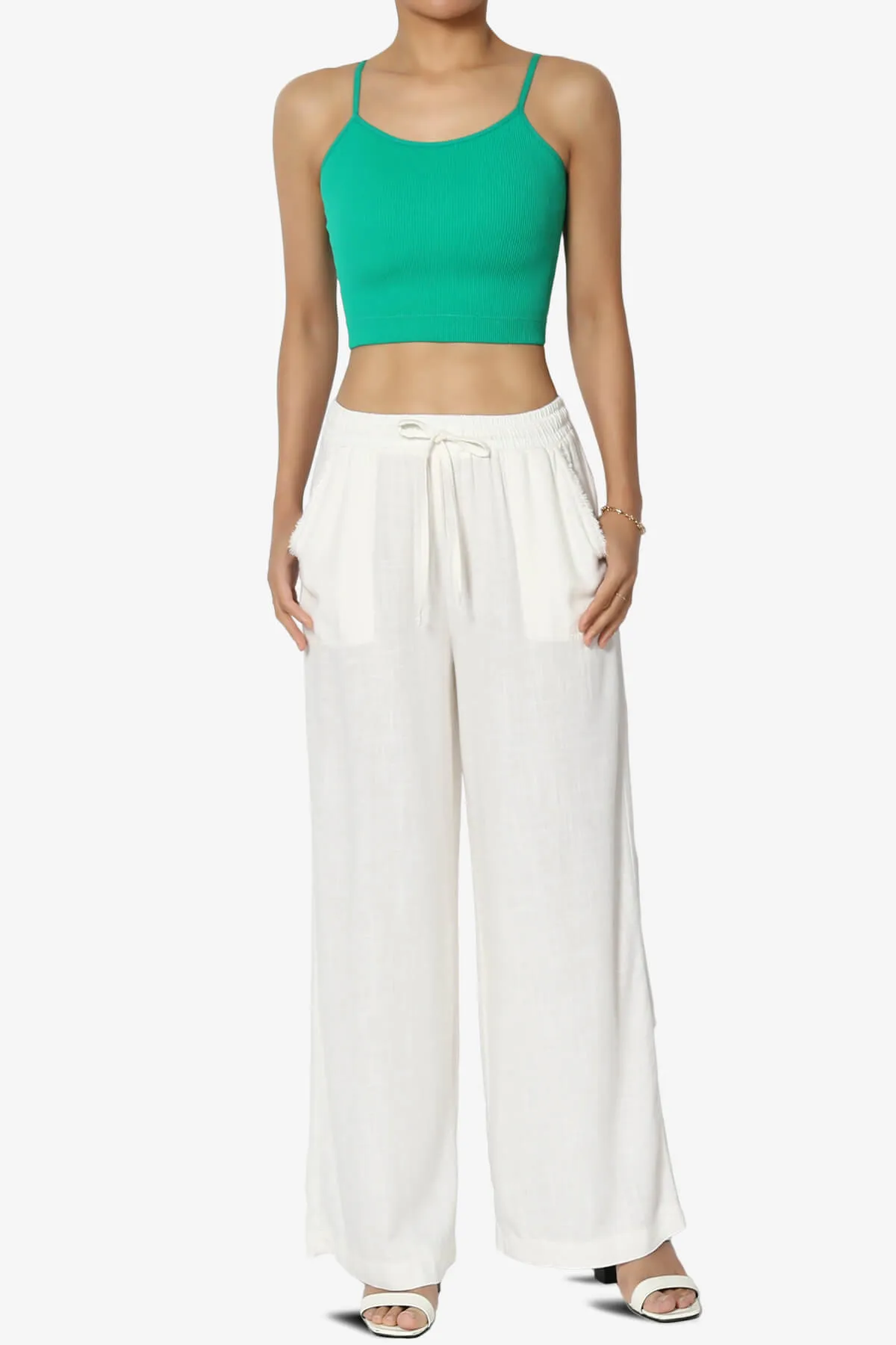 Nadeen Padded Ribbed Cropped Cami