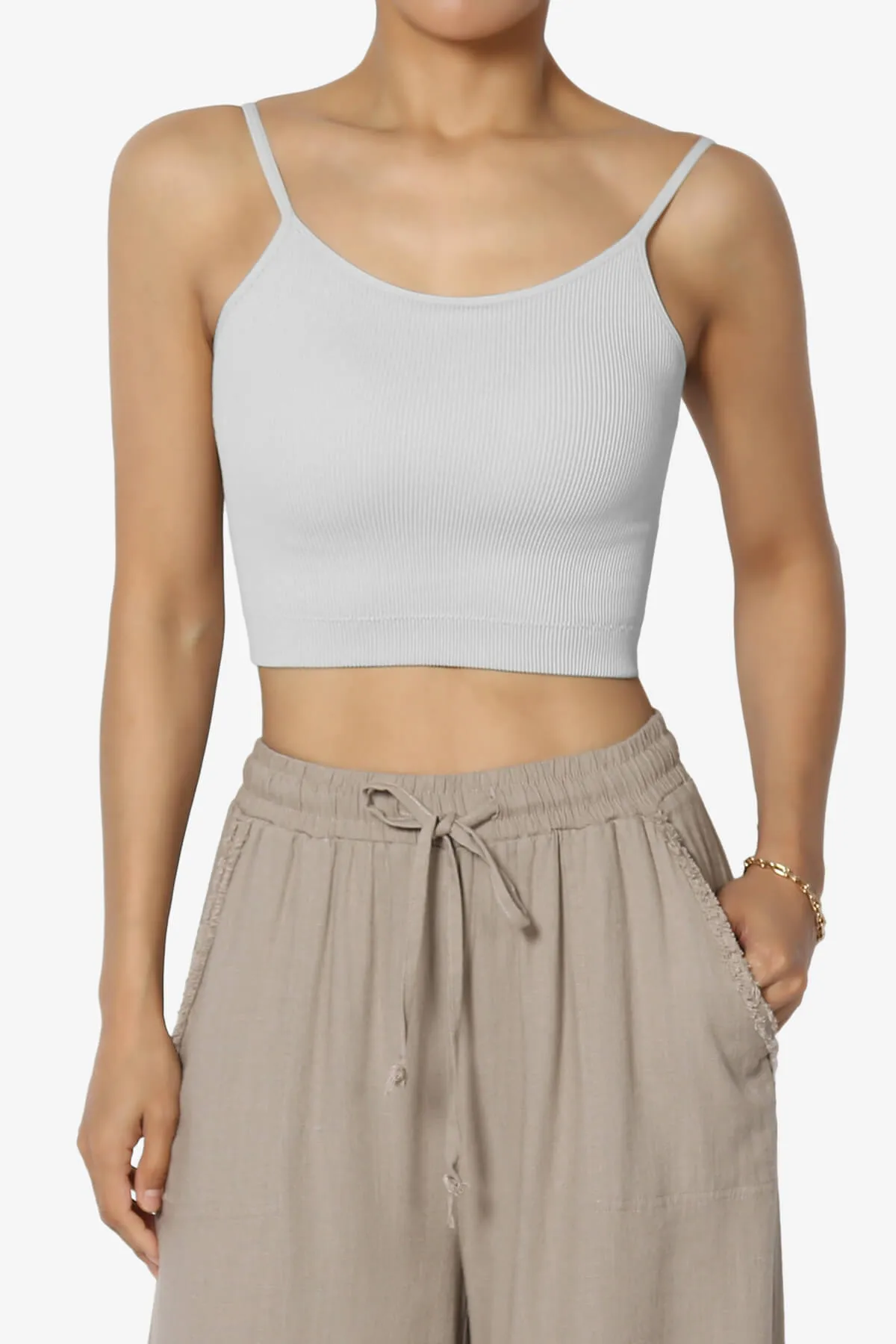 Nadeen Padded Ribbed Cropped Cami