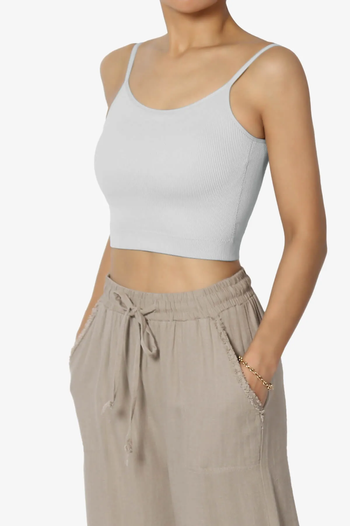 Nadeen Padded Ribbed Cropped Cami