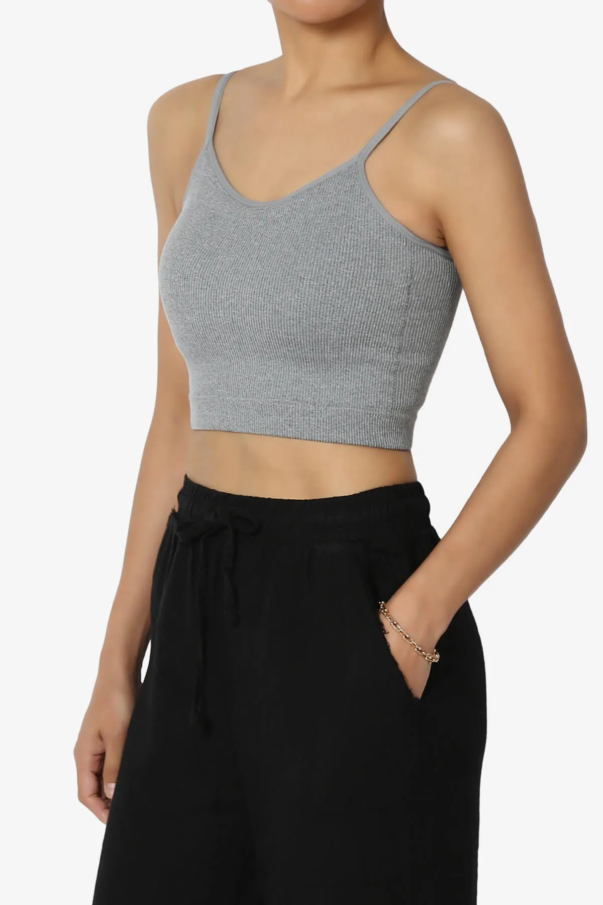 Nadeen Padded Ribbed Cropped Cami
