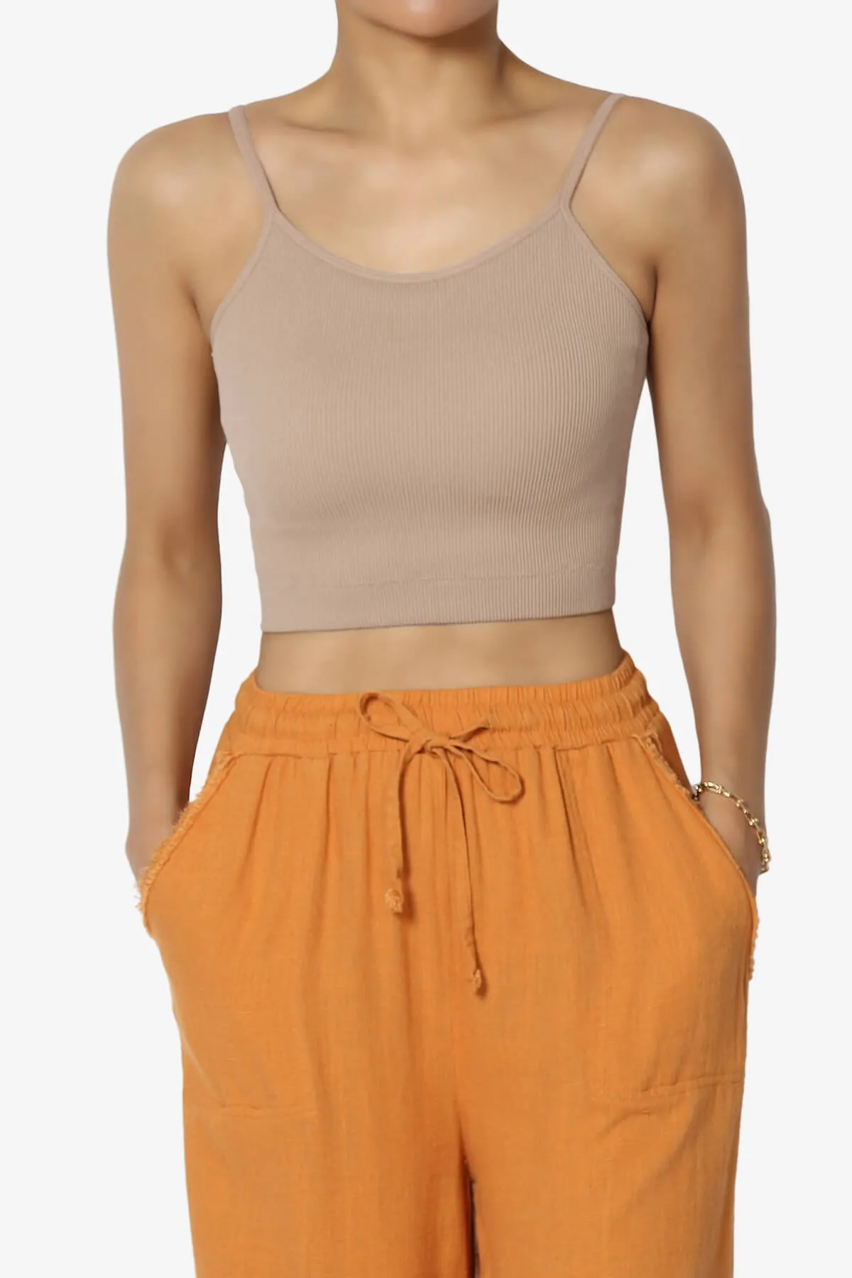 Nadeen Padded Ribbed Cropped Cami