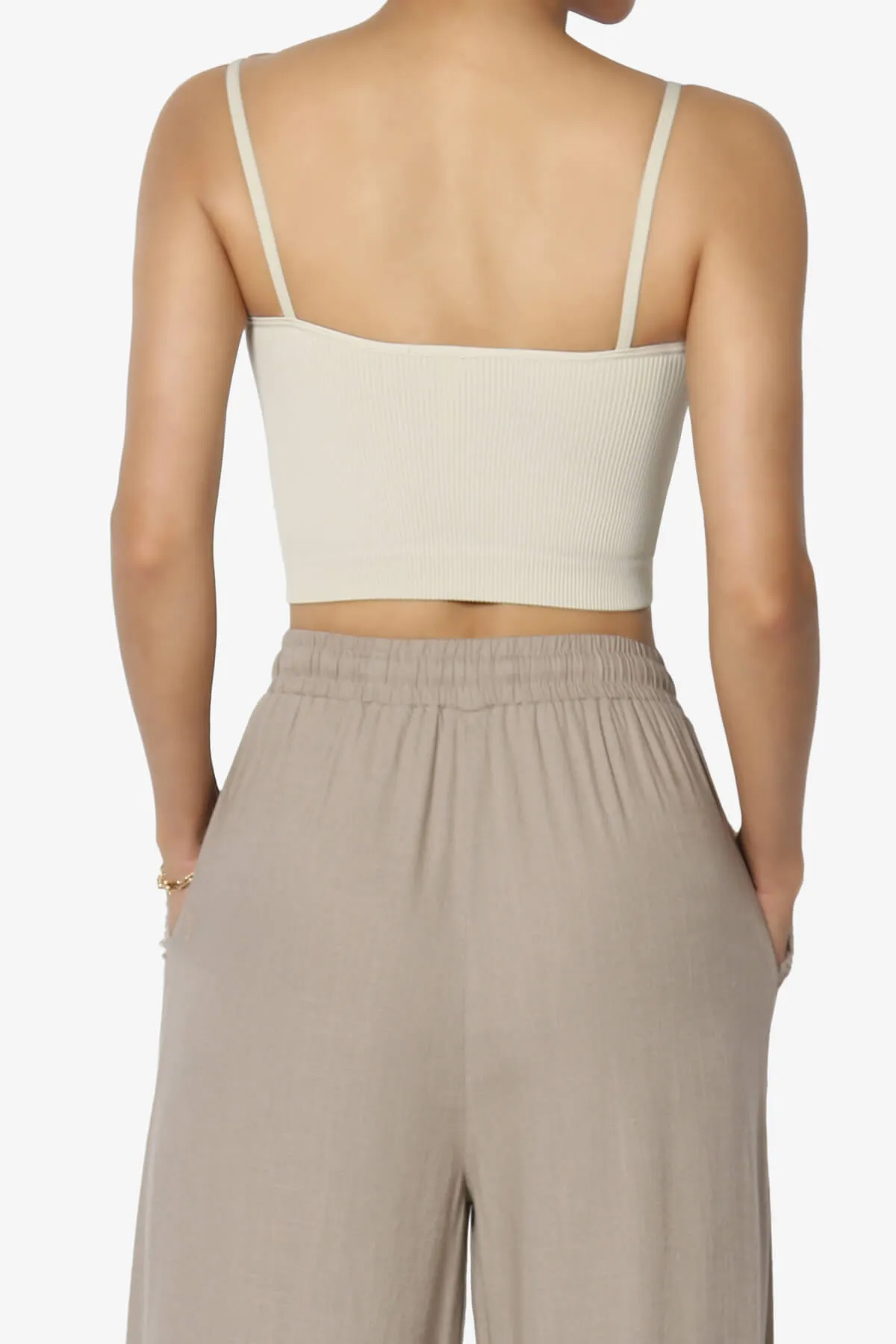 Nadeen Padded Ribbed Cropped Cami