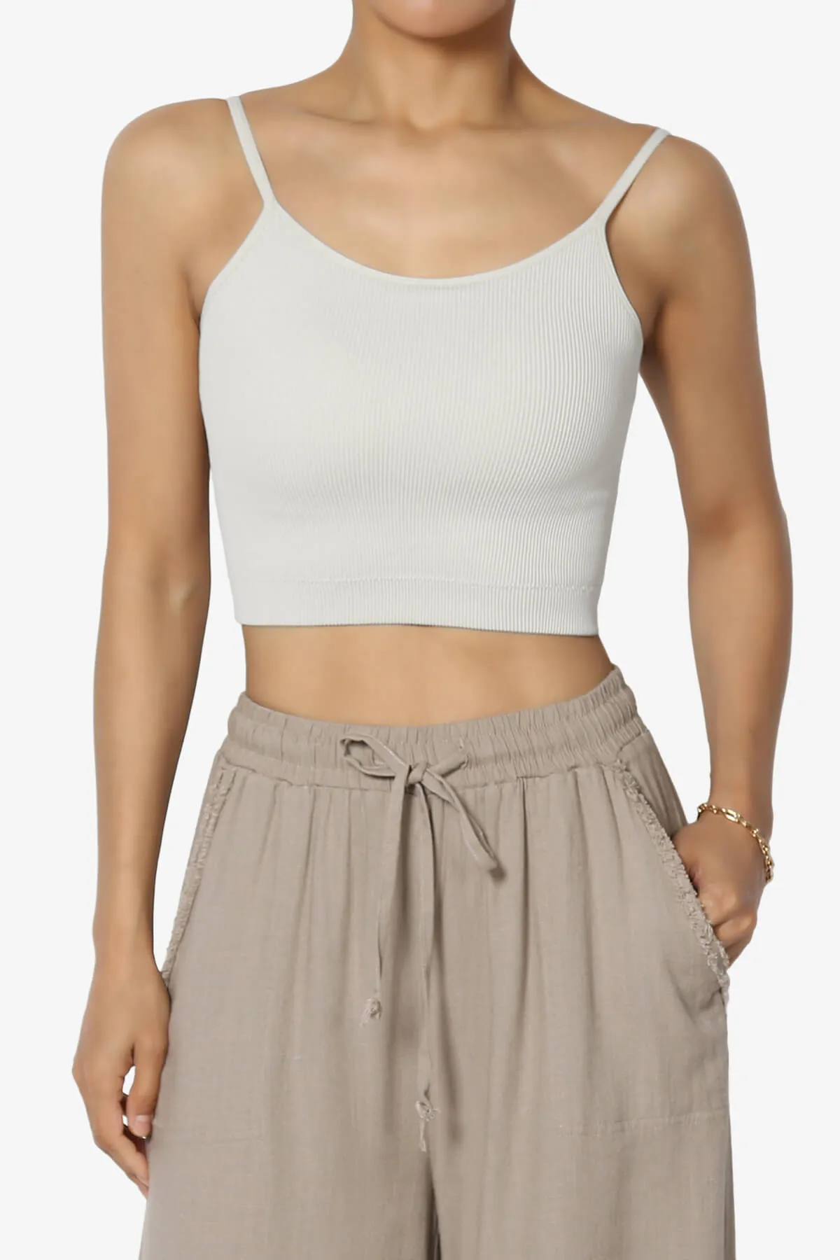 Nadeen Padded Ribbed Cropped Cami