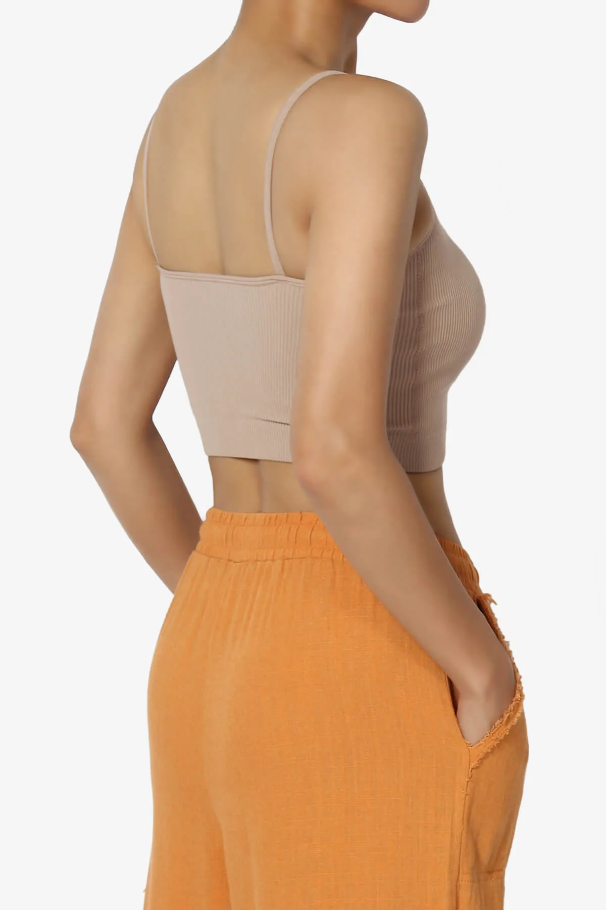 Nadeen Padded Ribbed Cropped Cami