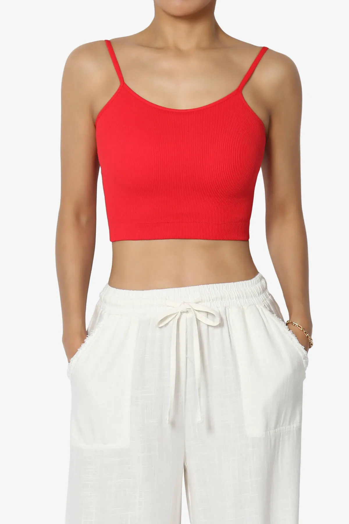 Nadeen Padded Ribbed Cropped Cami