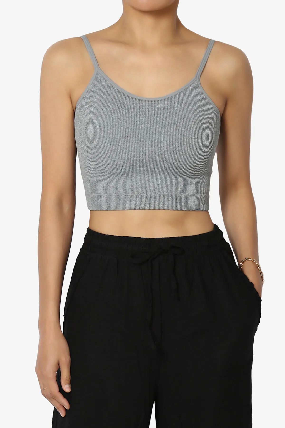 Nadeen Padded Ribbed Cropped Cami