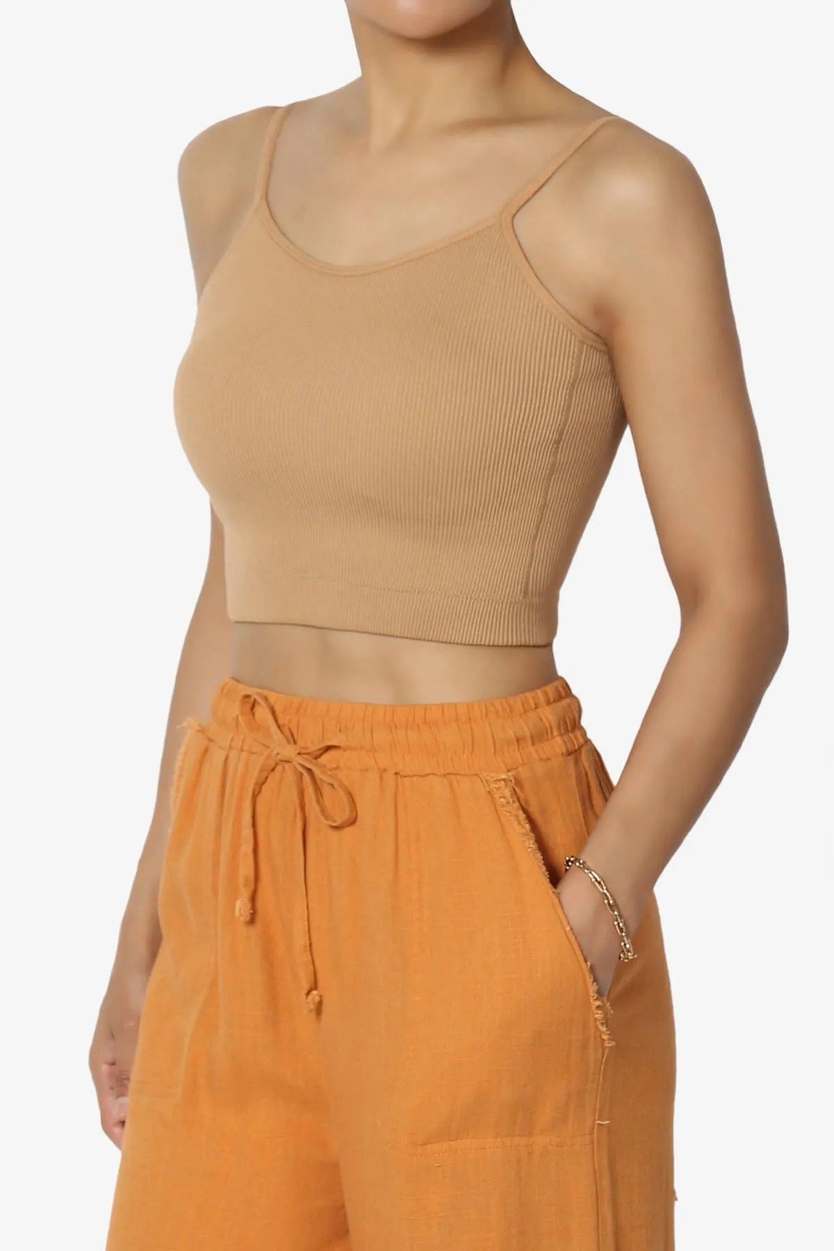Nadeen Padded Ribbed Cropped Cami
