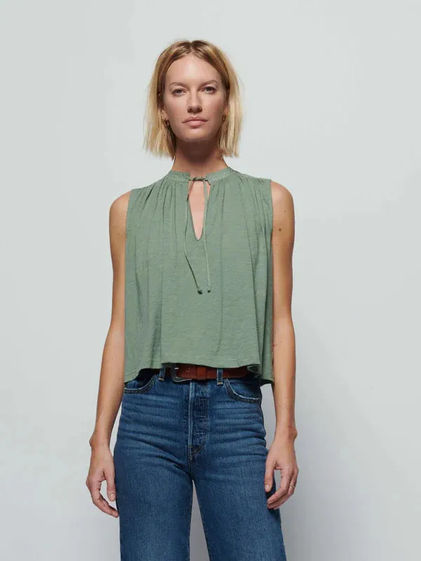 NATION- Via Tie Front Flowy Tank Sea Spray